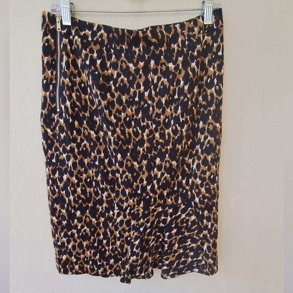 Ann Taylor Silk Animal Print Women's Midi Skirt Size 6 - Picture 3 of 6